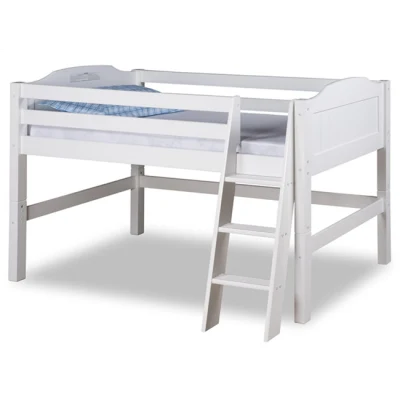 Wood Bed for Chidren, Kid Solid Wood MID-Sleeper Bed with Ladder