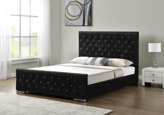 Willsoon Furniture 1151g Double Size Crystal Diamond Velvet Lift up Storage Bed Upholstered Furniture Bed